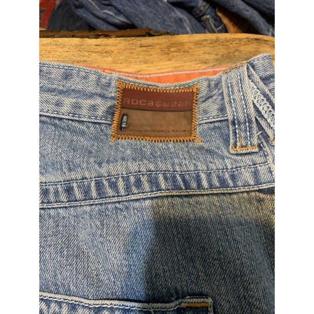 Vintage Rocawear Baggy Denim Shorts‎ Mens 38 Blue Light Wash 90s Y2K Hip Hop